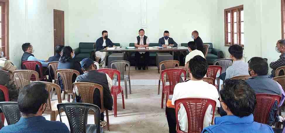 Meeting held at ADC's Conference Hall, Pfutsero, chaired by the ADC Pfutsero on May 3. (DIPR Photo)